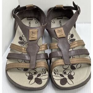 Merrell Sandals Women 7 Bracken Brown Leather Strappy Walking